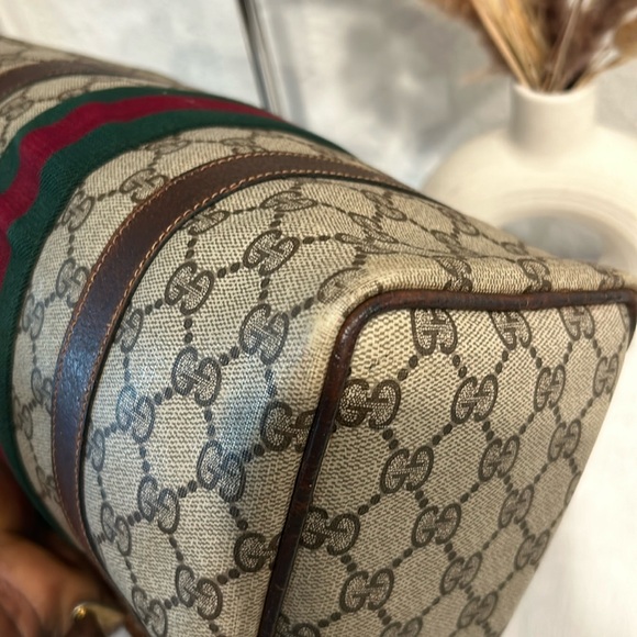 Authentic Gucci brown monogram coated canvas Boston satchel bag - Picture 12 of 17